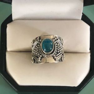 Teal Blue Labradorite Sterling Silver Ring